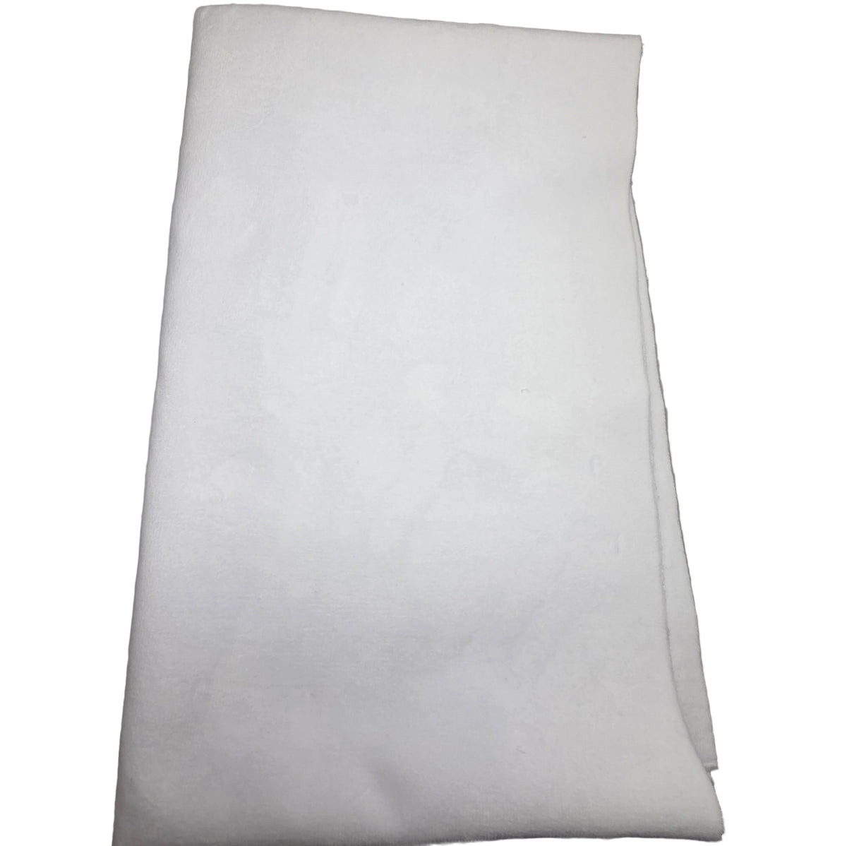 A folded white fabric sheet or napkin with a soft, textured surface, shown against a plain white background.