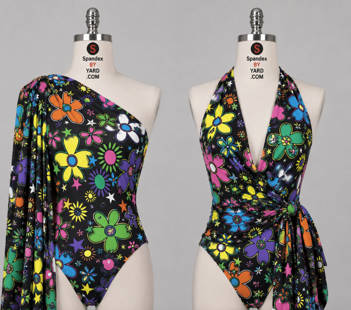 Floral Pattern Spandex Fabric – Stretch Polyester Fabric for Activewear, Leggings & Sportswear by the Yard - Spandexbyyard