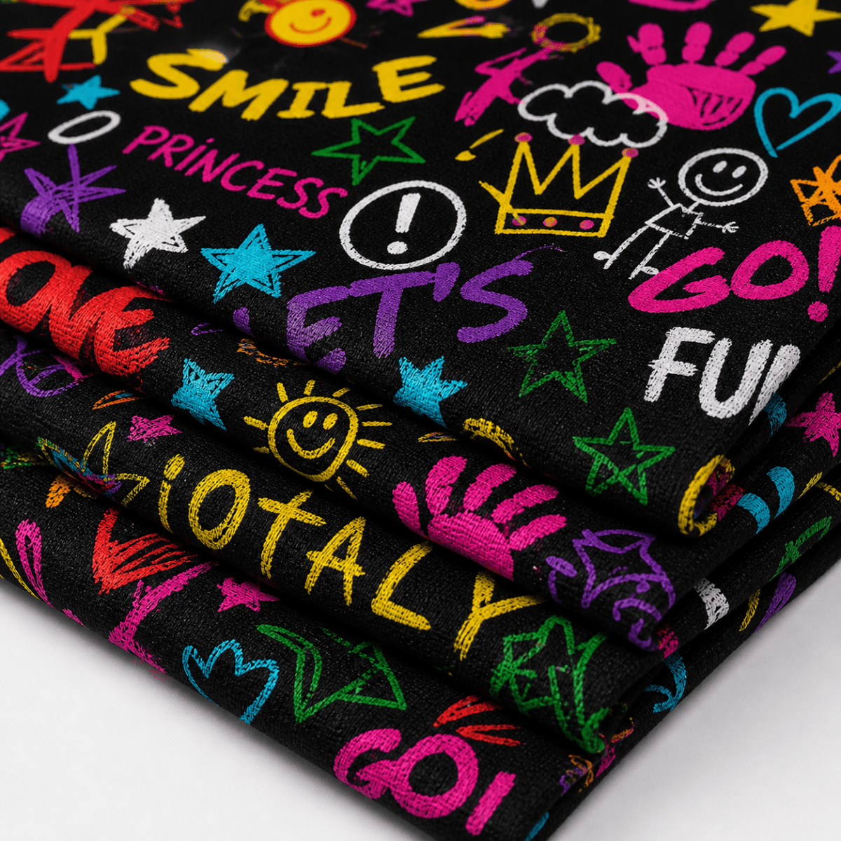 Kids Word Play Printed Spandex Fabric – Stretch Fabric for Kids Clothing & Apparel | Spandexbyyard - Spandexbyyard