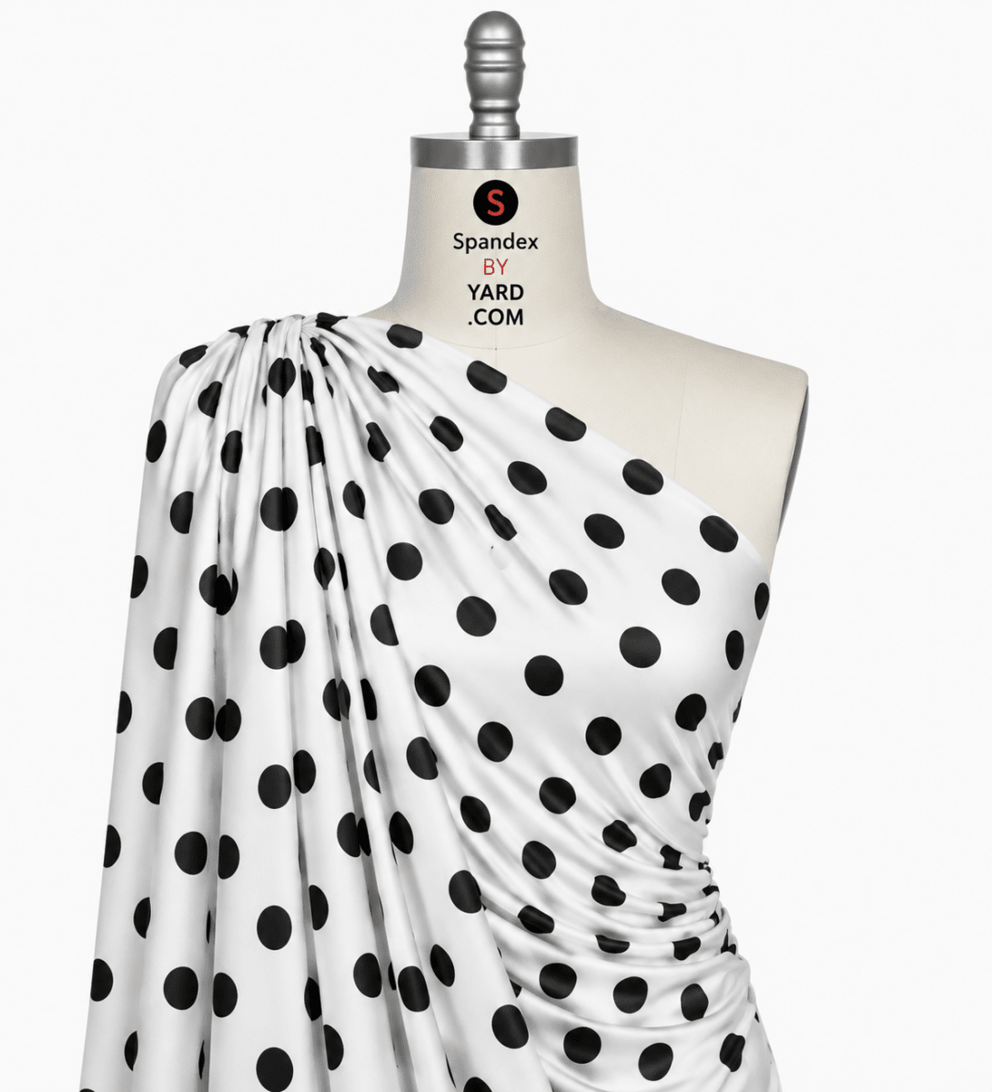 P - 1150 Polka Dot Black & White Printed Spandex Fabric – Stretch Fabric for Swimwear, Leggings & Activewear by the Yard - Spandexbyyard