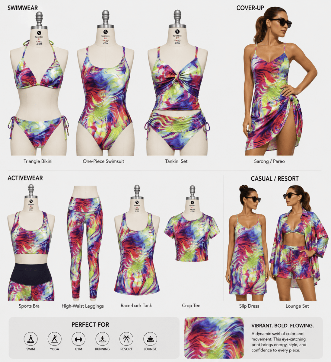 P - SPT107 | abstract, painting, rainbow, multi - color, Printed Spandex - Spandexbyyard