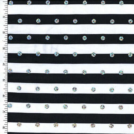 PLYC74 Black and White Stripes Sequence Printed Spandex - Spandexbyyard