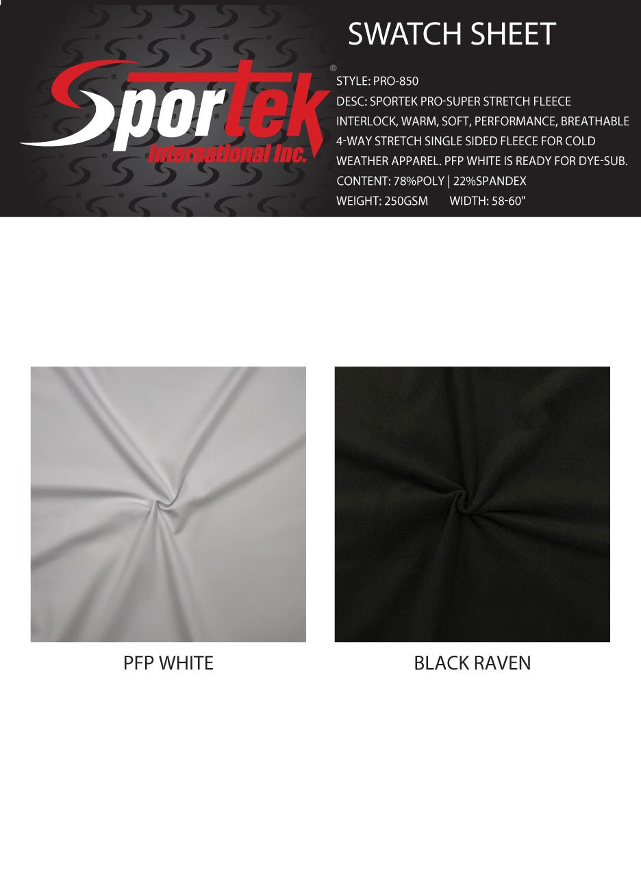 PRO - 850 Sportek Pro Super Stretch Fleece Interlock - Spandexbyyard