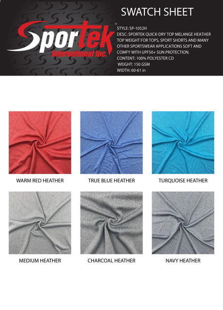 SP - 1052H Sportek Quick Dry Top Melange Heather - Spandexbyyard