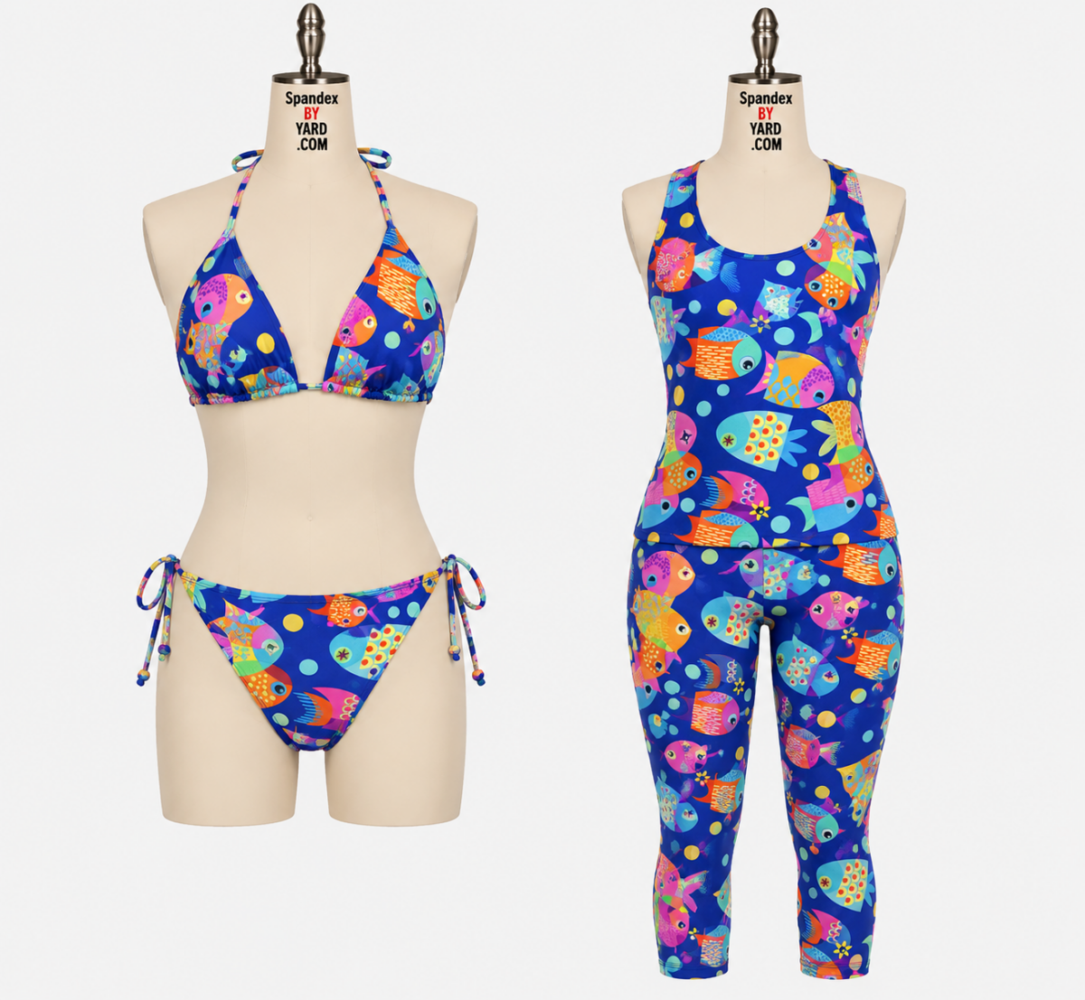 SP - NP2695 Happy Fish Nylon Spandex Digitally Wet Print - Spandexbyyard