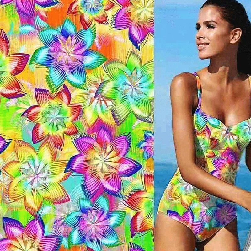 SP - NP90014 Rotatin Floral Printed Spandex - Spandexbyyard