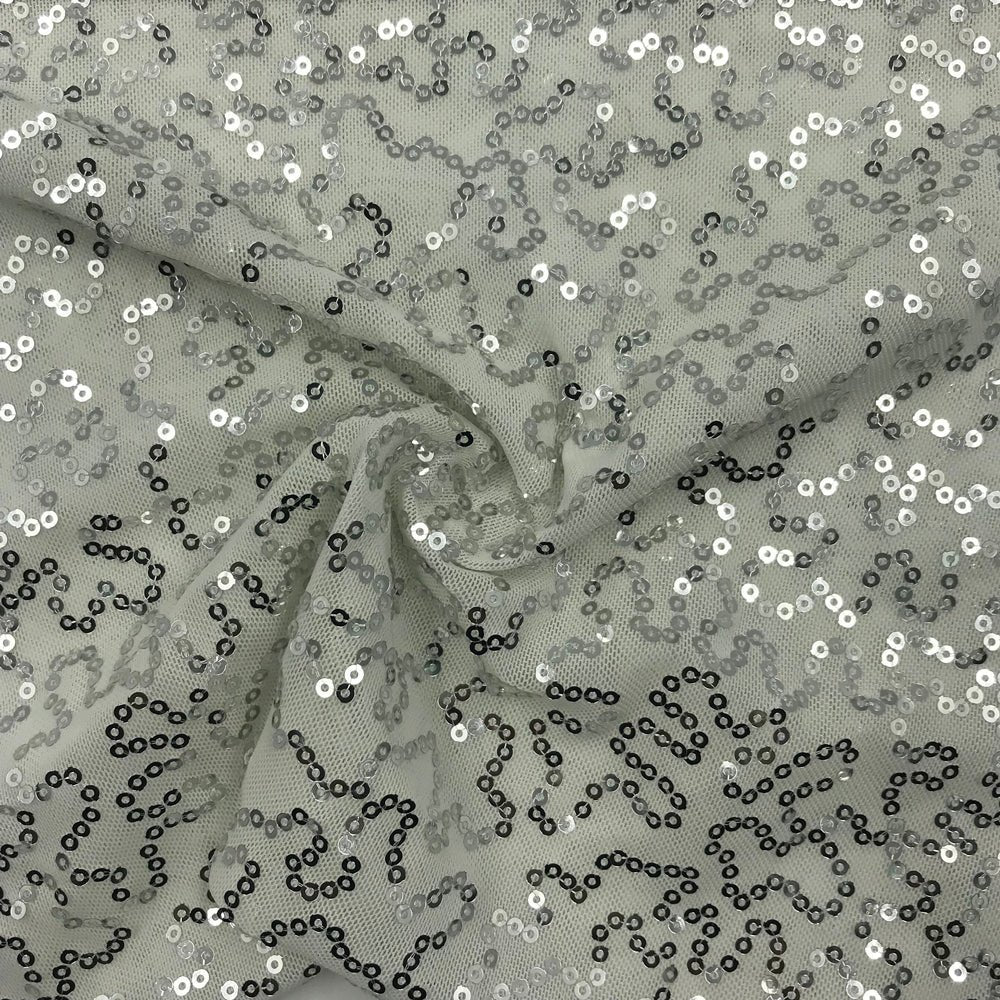 SP - SQ10 Sportek Stretch Mesh with Silver Sequin - Spandexbyyard