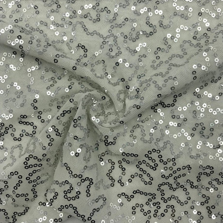 SP - SQ10 Sportek Stretch Mesh with Silver Sequin - Spandexbyyard