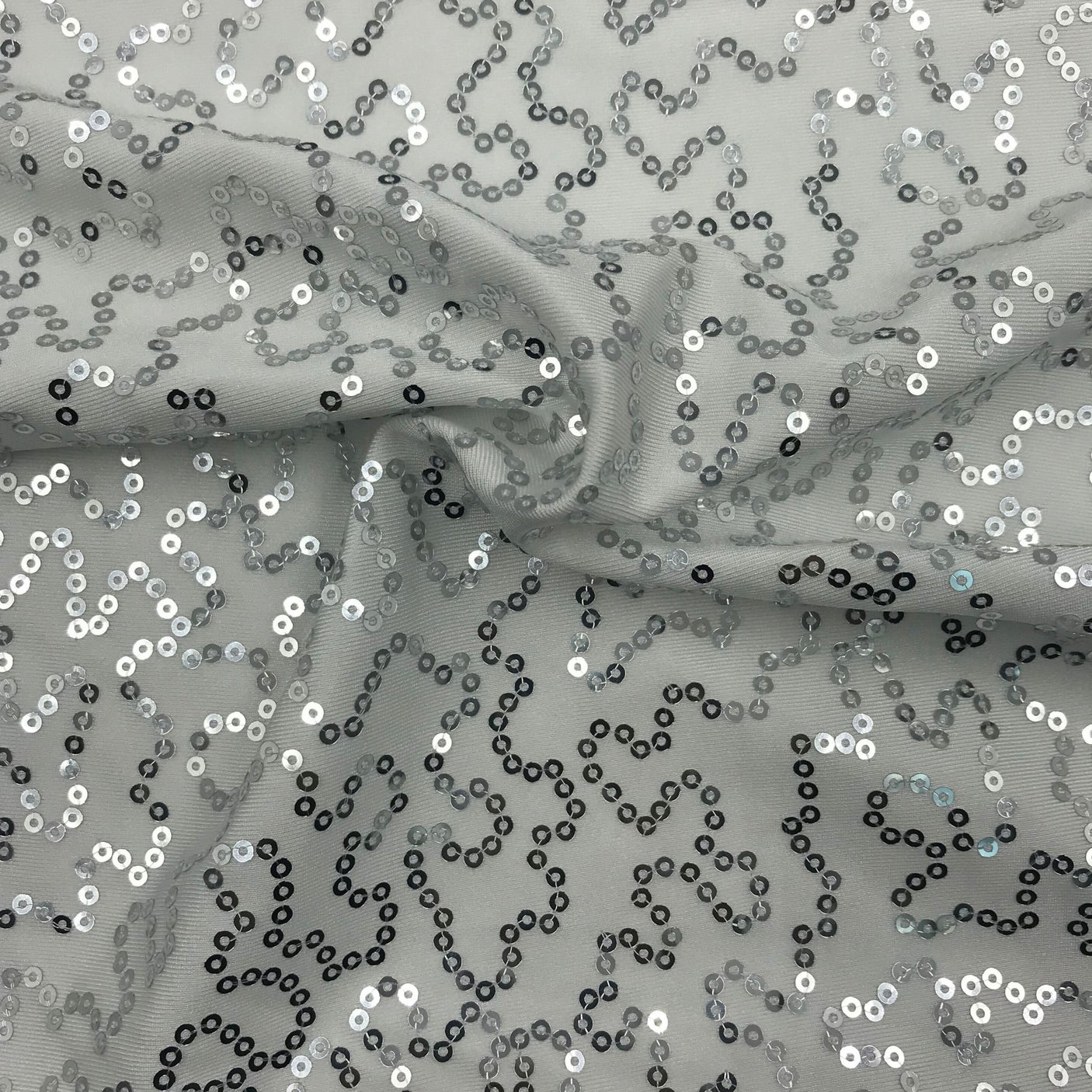 SP - SQ14 Sportek Stretch Jersey with Silver Sequin - Spandexbyyard