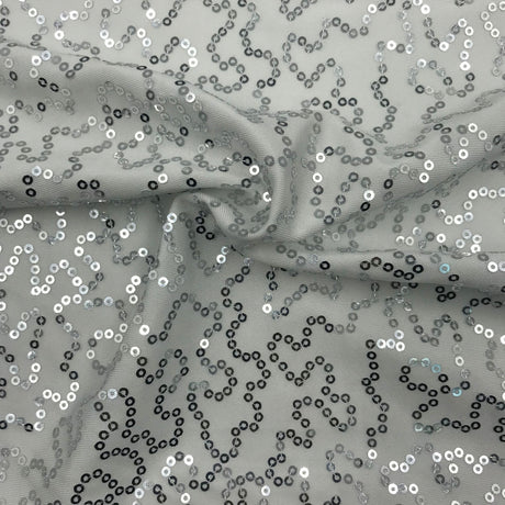 SP - SQ14 Sportek Stretch Jersey with Silver Sequin - Spandexbyyard
