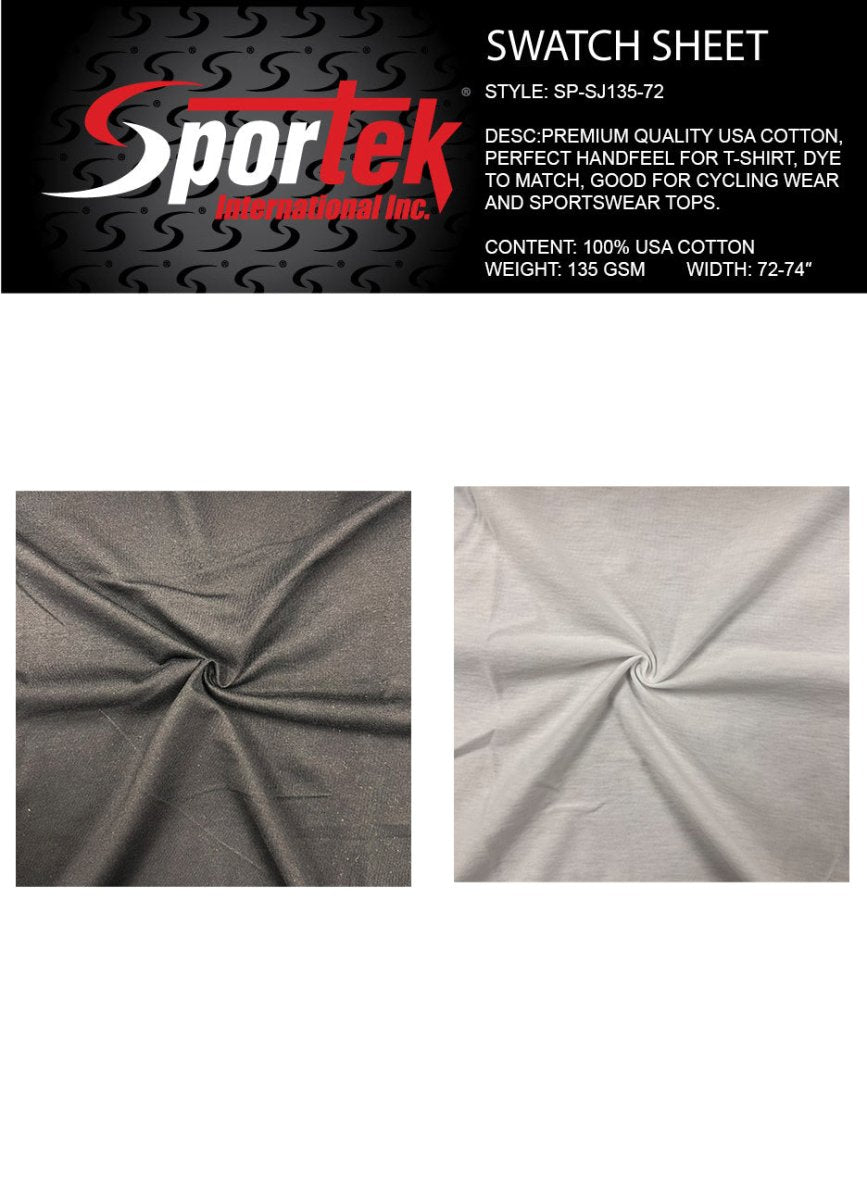 Sportek SP-SJ135-72 Premium Quality 100% USA Cotton Single Jersey - Spandexbyyard