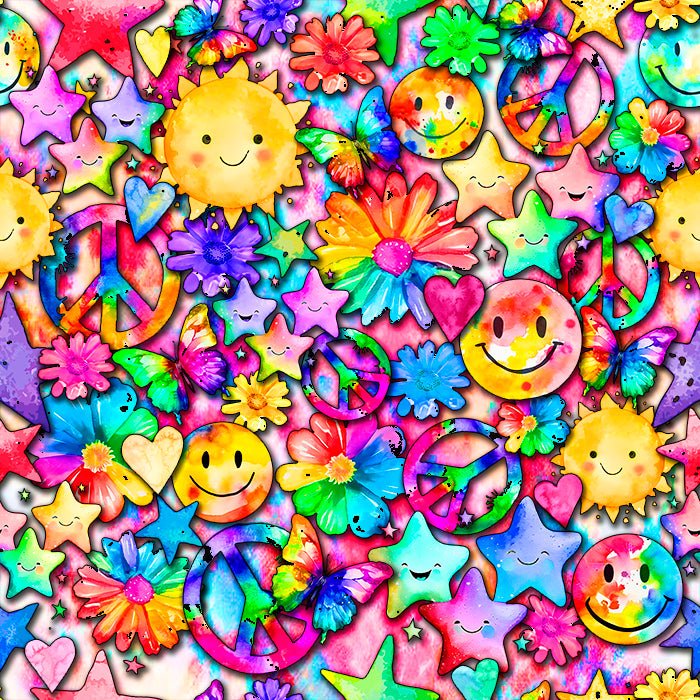 SPT 6661 WATERCOLOR PEACE FLOWERS - Spandexbyyard