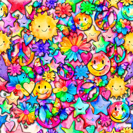 SPT 6661 WATERCOLOR PEACE FLOWERS - Spandexbyyard