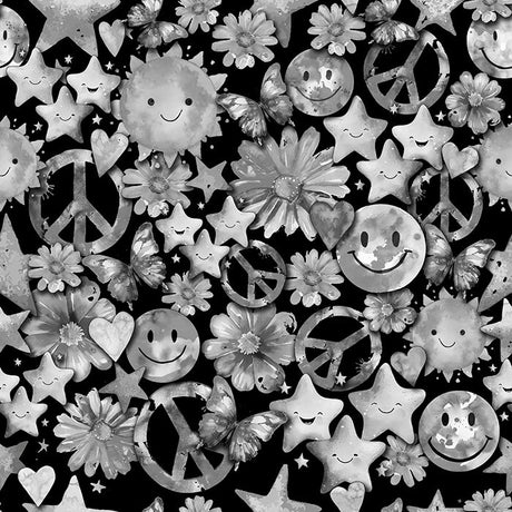 SPT 6661 WATERCOLOR PEACE FLOWERS - Spandexbyyard