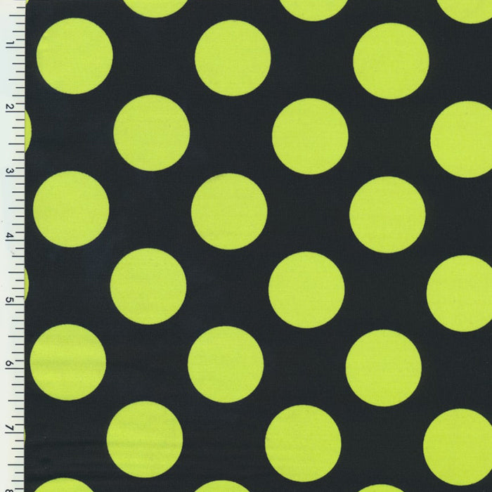 P- Pocodot-Trico Black Neon Yellow | simple, polka dot, circle Nylon Spandex Tricot MatteSpandex, Wet PrintSpandexByYard/SportekSpandexbyyard
