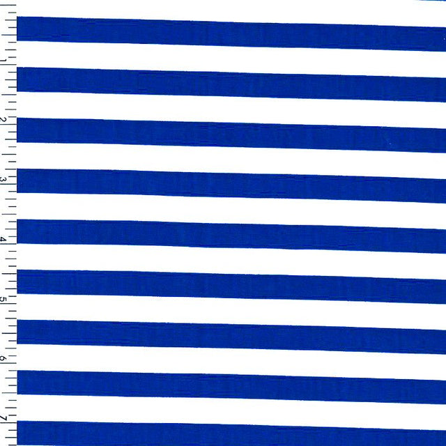 AT - 1044 Navy white stripe printed spandex - Spandexbyyard