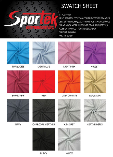 F - 12+ Sportek Egyptian Combed Cotton Spandex Jersey - Spandexbyyard