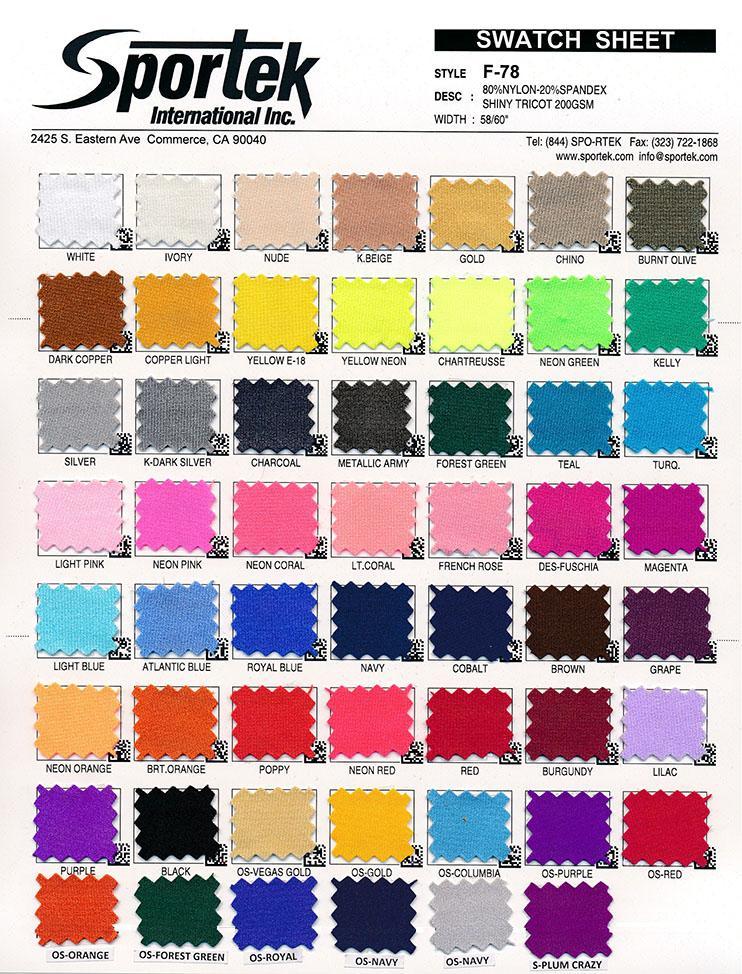 F - 56/F - 78 Nylon - Spandex Tricot Shiny 6 oz - Spandexbyyard