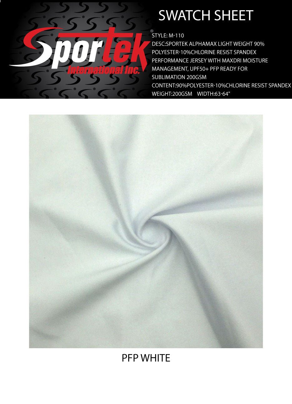 M - 110 Alphamax Light Weight Chlorine Resist Spandex Jersey with MAXDRI - Spandexbyyard