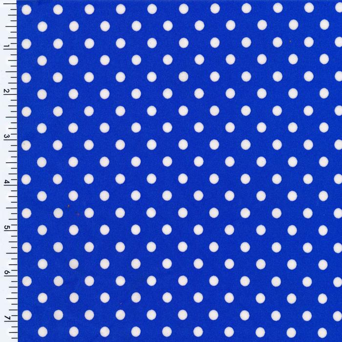 Mini Poco Dot Tricot White Royal Blue Printed Spandex - Spandexbyyard