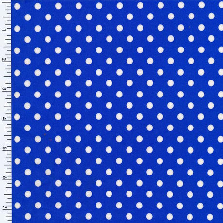 Mini Poco Dot Tricot White Royal Blue Printed Spandex - Spandexbyyard