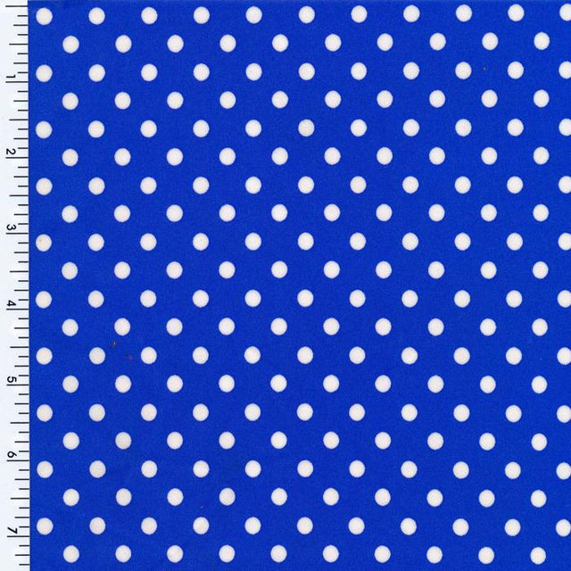 Mini Poco Dot Tricot White Royal Blue Printed Spandex - Spandexbyyard