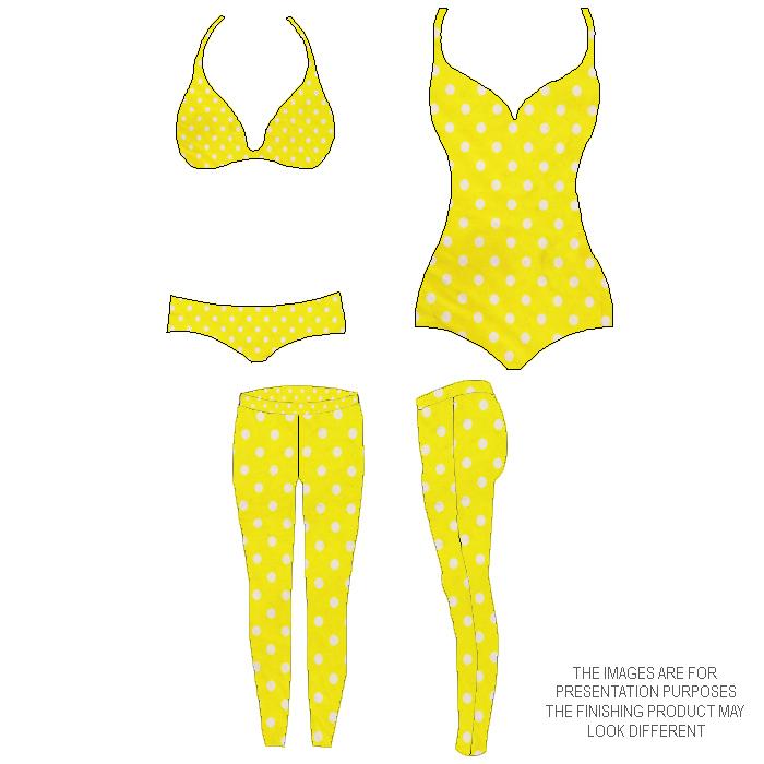 Mini Poco Dot Tricot White Yellow Printed Spandex - Spandexbyyard