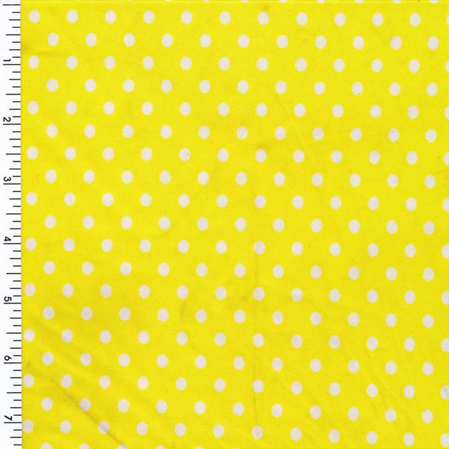 Mini Poco Dot Tricot White Yellow Printed Spandex - Spandexbyyard