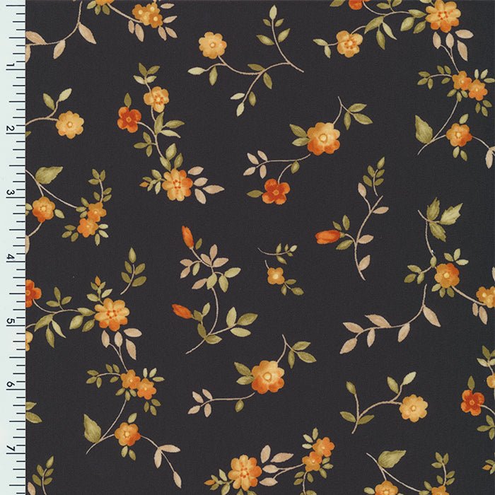P - 10023 Floral Black Yellow Sportek Poly Spandex Tricot Sanded Soft hand "Nafta Certified" - Spandexbyyard