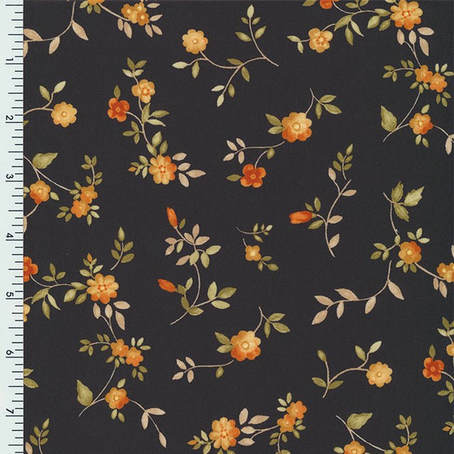 P - 10023 Floral Black Yellow Sportek Poly Spandex Tricot Sanded Soft hand "Nafta Certified" - Spandexbyyard