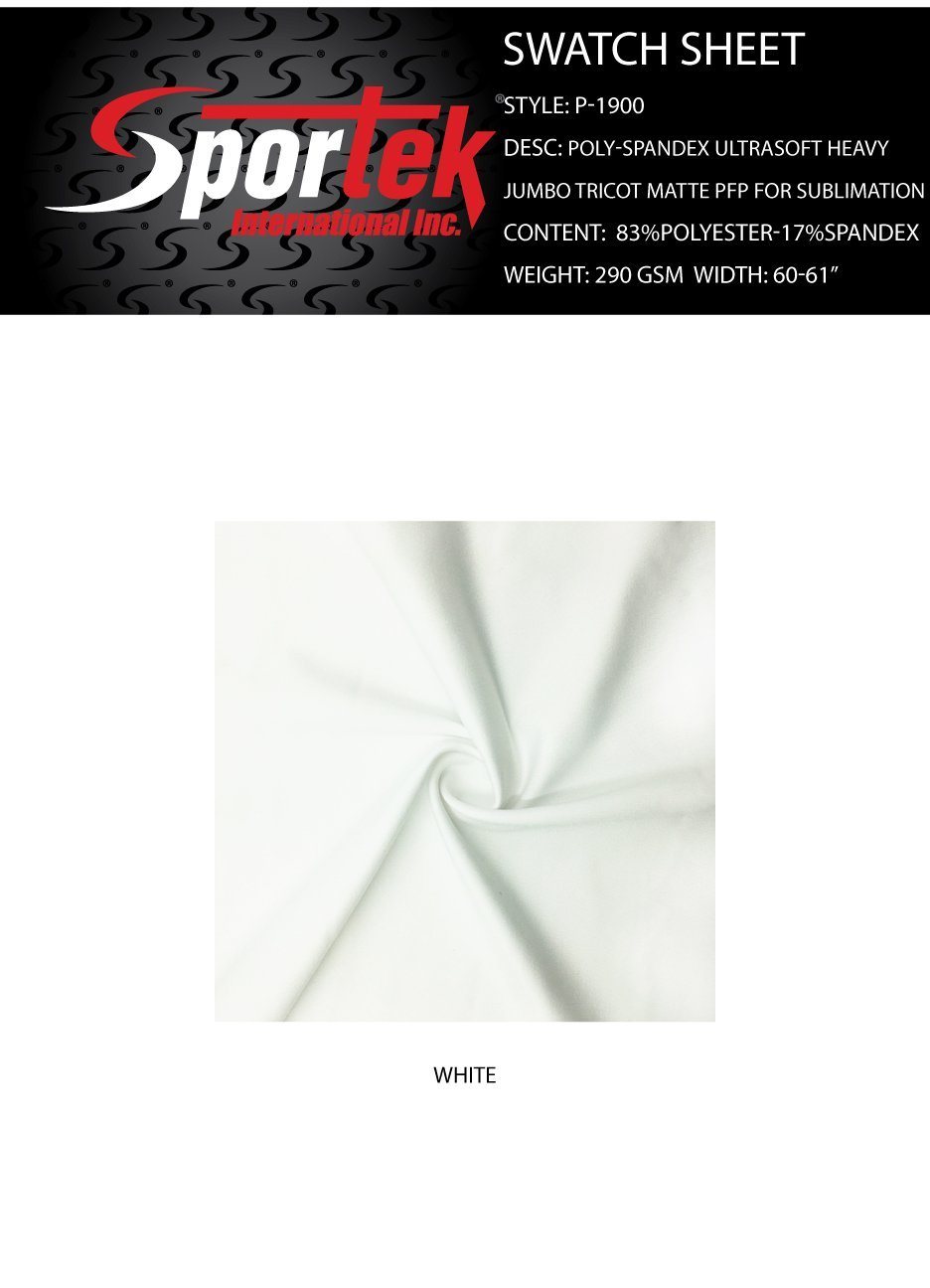 P - 1900 Poly - Spandex UltraSoft Heavy Jumbo Tricot Matte PFP For Sublimation - Spandexbyyard