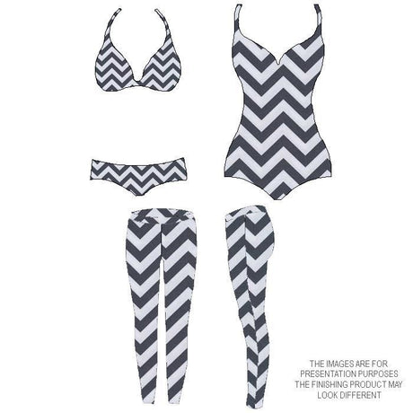 P - CHEVRON Antrazit/whitePrinted Spandex - Spandexbyyard