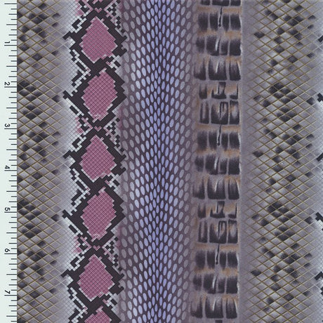 P - K01001 Snake Grey Printed Spandex Sportek Poly Spandex Tricot Sanded Soft hand "Nafta Certified" - Spandexbyyard