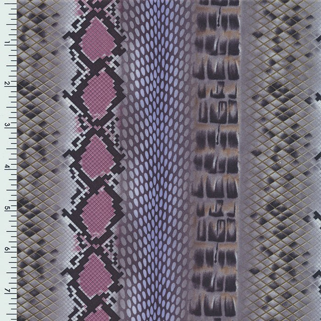 P - K01001 Snake Grey Printed Spandex Sportek Poly Spandex Tricot Sanded Soft hand "Nafta Certified" - Spandexbyyard
