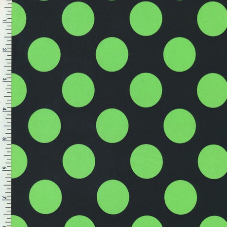 P - Pocodot - Trico Black Neon Lime| simple, polka dot, circle Nylon Spandex Tricot Matte - Spandexbyyard