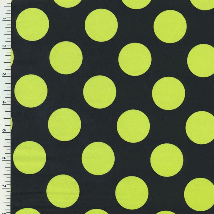 P - Pocodot - Trico Black Neon Yellow | simple, polka dot, circle Nylon Spandex Tricot Matte - Spandexbyyard