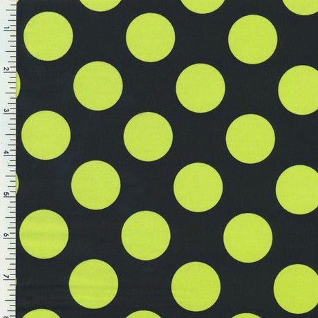 P - Pocodot - Trico Black Neon Yellow | simple, polka dot, circle Nylon Spandex Tricot Matte - Spandexbyyard