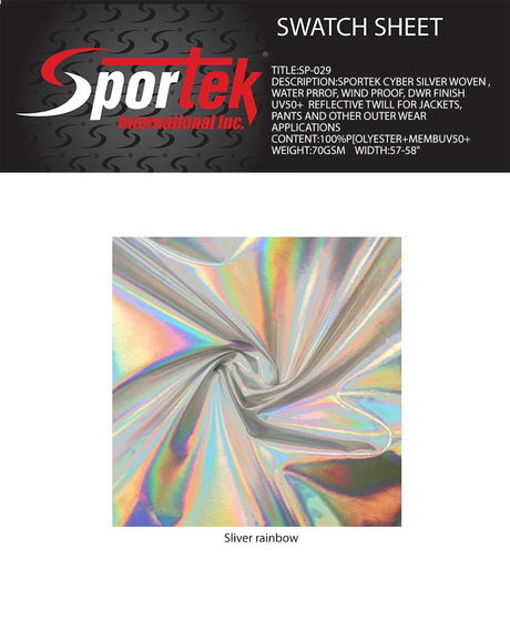 SP - 029 Sportek Cyber Silver Woven Waterproof windproof DWR finish UV50+ - Spandexbyyard