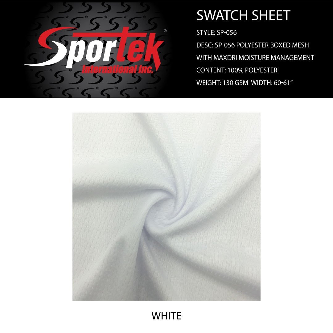 SP - 056 Polyester Boxed Mesh with MaxDri Moisture Management PFP White for sublimation. - Spandexbyyard