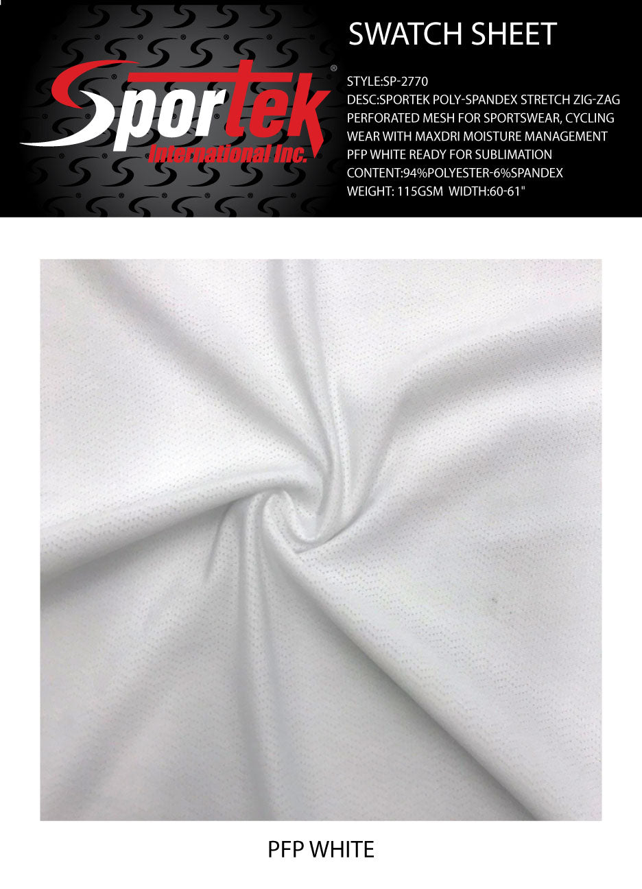 SP - 2770 Sportek Poly - Spandex stretch Zig - Zag perforated mesh for sportswear - Spandexbyyard