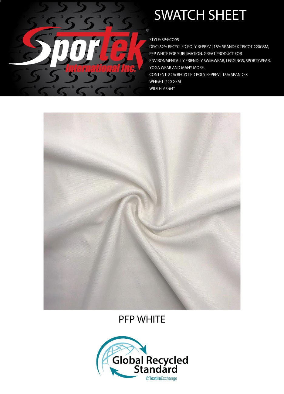 SP - ECO95 PFP White for sublimation. Environmentally friendly UV50+ - Spandexbyyard