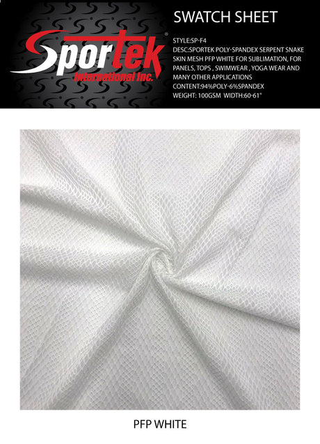SP - F4 Sportek Poly - spandex serpent snake skin mesh PFP whiter for sublimation - Spandexbyyard