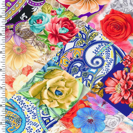 SP - NP2646 Floral Mosaic Nylon Spandex Digitally Wet Print - Spandexbyyard