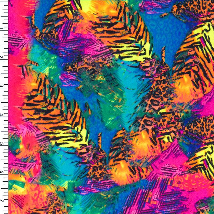 SP - NP2666 Fuchsia Yellow Blue Black Nylon Spandex Digitally Wet Print - Spandexbyyard