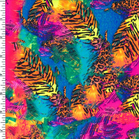 SP - NP2666 Fuchsia Yellow Blue Black Nylon Spandex Digitally Wet Print - Spandexbyyard