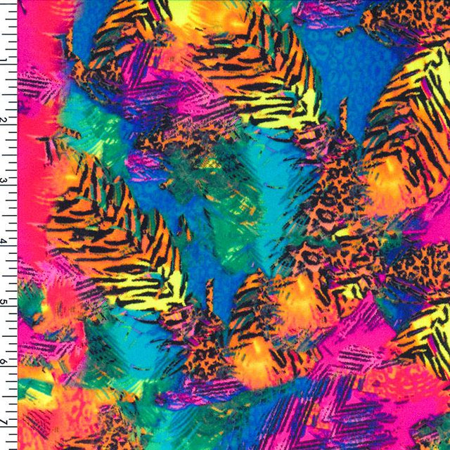 SP - NP2666 Fuchsia Yellow Blue Black Nylon Spandex Digitally Wet Print - Spandexbyyard