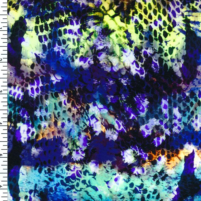 SP - NP2670 Colorful Snake Skin - Blue Black Orange Yellow | Nylon Spandex Digitally Wet Print - Spandexbyyard