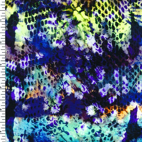 SP - NP2670 Colorful Snake Skin - Blue Black Orange Yellow | Nylon Spandex Digitally Wet Print - Spandexbyyard