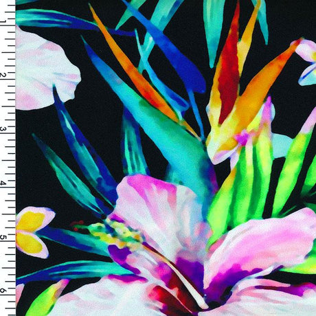 SP - NP2676 Tropical Joy - Black Green Blue Purple | Nylon Spandex Digitally Wet Print - Spandexbyyard