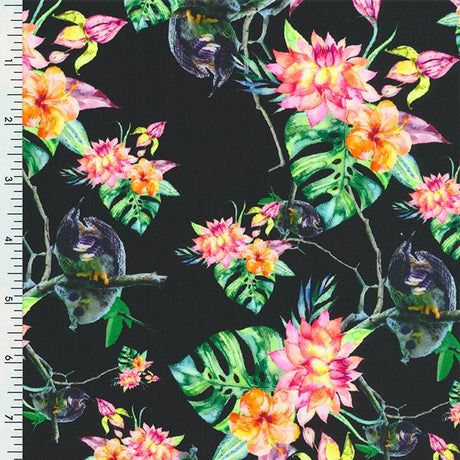 SP - NP2681 Spandex Tricot Tropical Owl - Spandexbyyard